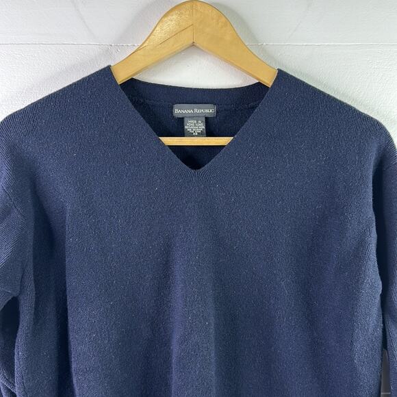 BANANA REPUBLIC Dark Navy Blue V Neck 3/4 Sleeve Merino Wool Sweater Top Size XS - Picture 5 of 11
